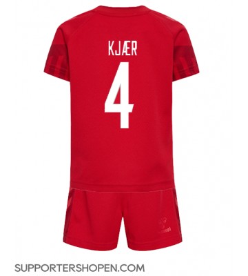 Danmark Simon Kjaer #4 Hemmatröja Barn VM 2022 Kortärmad (+ korta byxor)